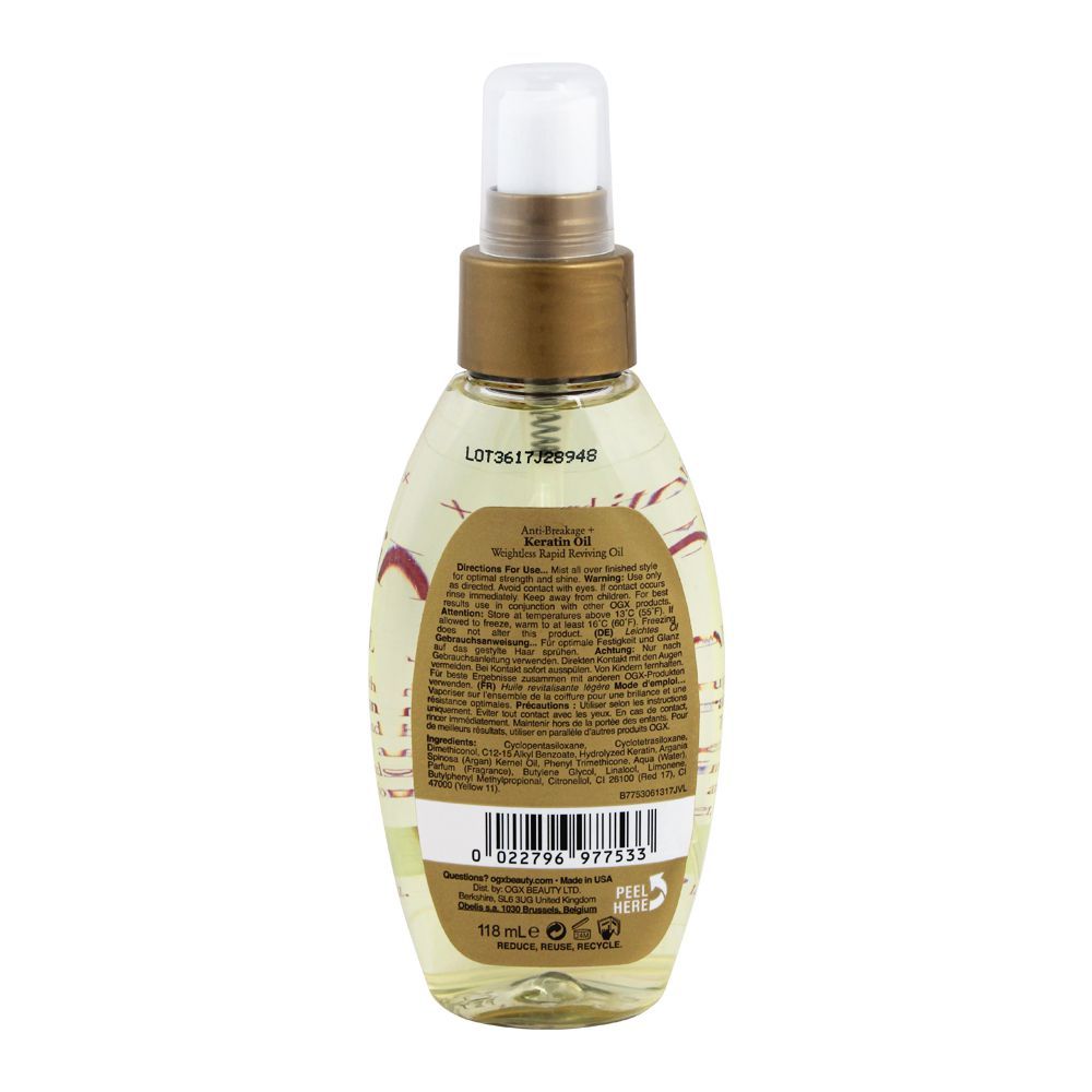 Ogx Anti Breakage + Keratin Oil Weightless Rapid Reviving Oil 118Ml