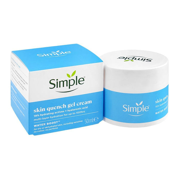 Simple Water Boost 19% Hydrating Actives+Hyaluronic Acid Skin Quench Gel Cream, 50ml