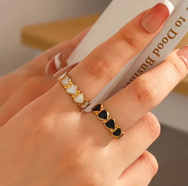 Enamel Heart Adjustable Ring