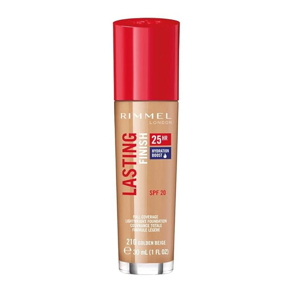 Rimmel London Lasting Finish 25HR - 210 Golden Beige - Foundation, 25-Hour Wear, Full Coverage, Waterproof, 1oz
