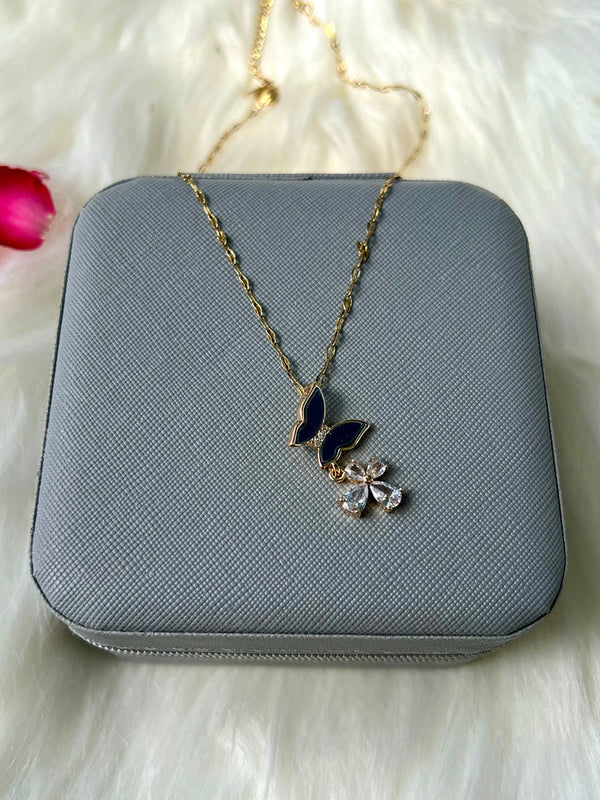 Black Butterfly Pearl Neclace