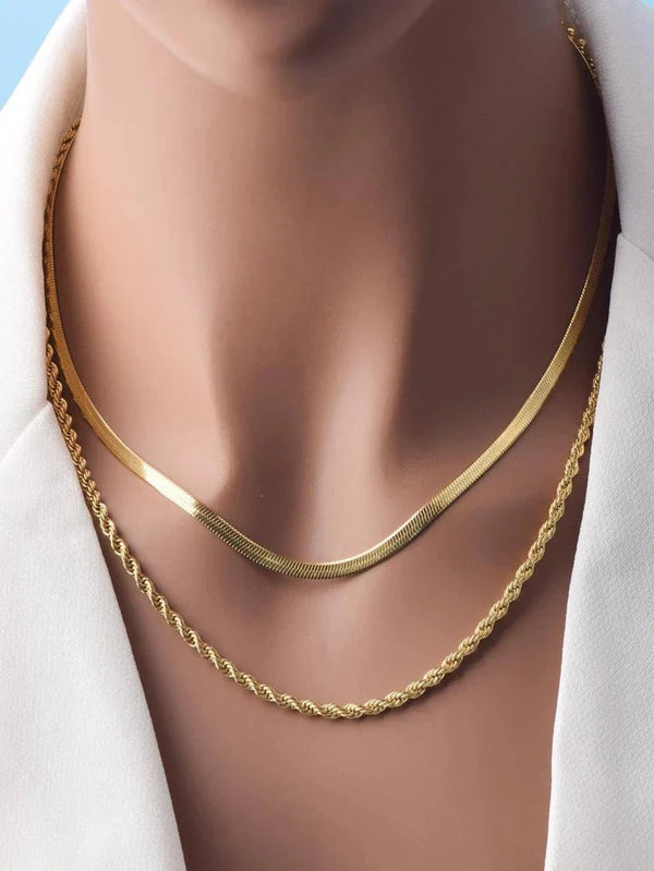 Milas Twisted & Snake Chain Necklace Combo