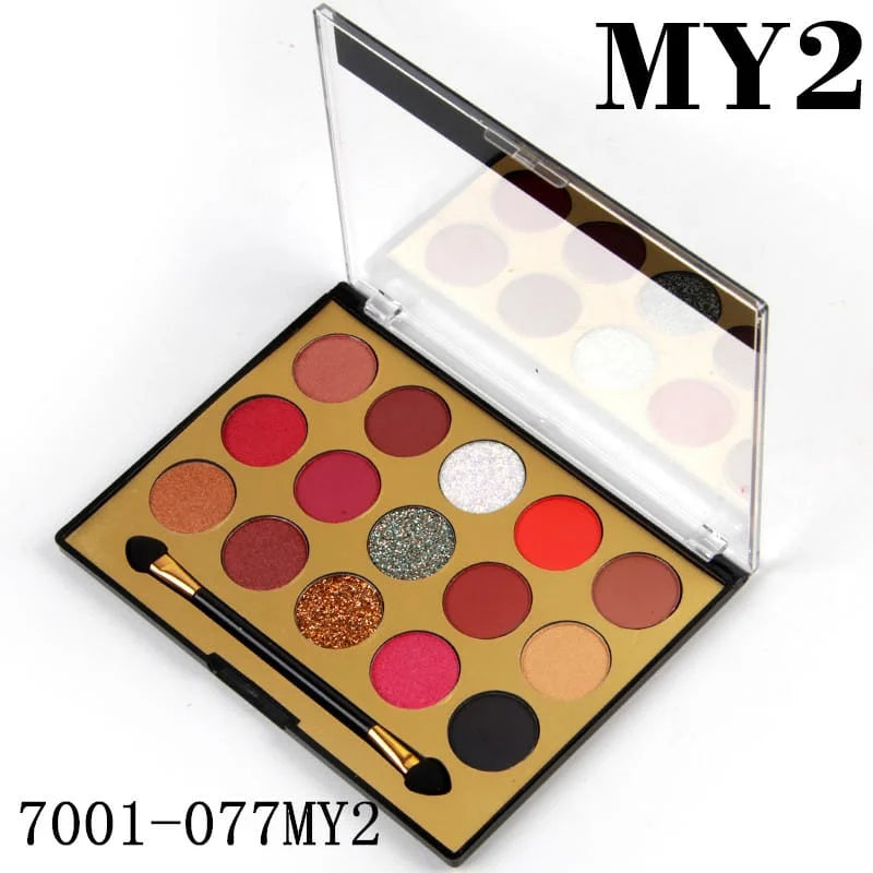 Miss Rose 15 Color Glitter Palette - trendifypk