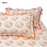 Orange Off-White Mirage Multani Bed Sheet Set