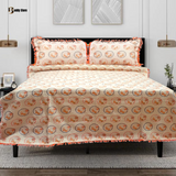 Orange Off-White Mirage Multani Bed Sheet Set